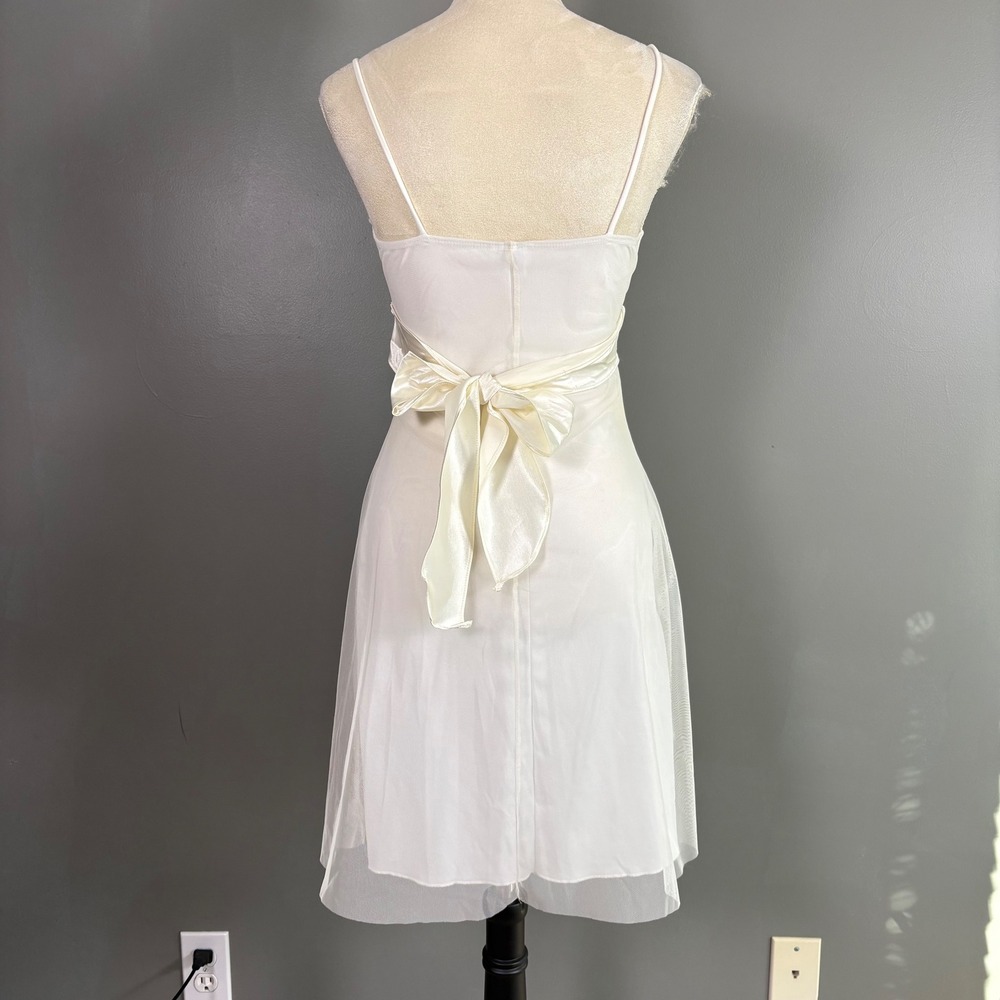 Vintage Y2K Taboo White Embellished‎ Dress M Babydoll Ethereal Hoco Coquettte - Picture 6 of 11